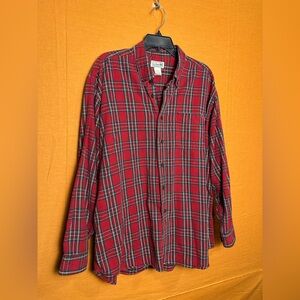 Men’s L.L. Bean Red and Green Plaid Casual Shirt